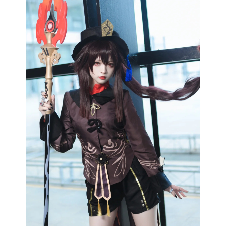 Genshin Impact Hutao Cosplay Costume Uniform Wig Cosplay Anime Game Hu Tao Chinese Style Halloween C
