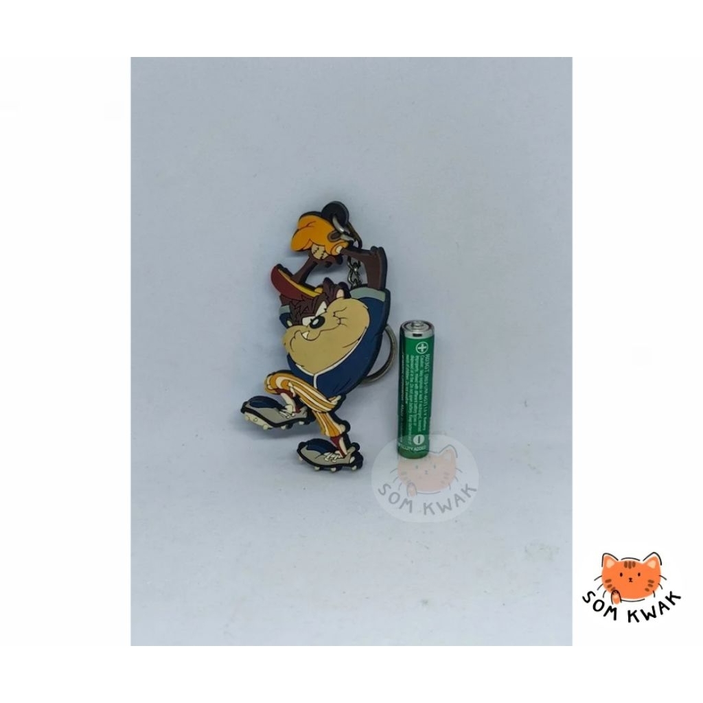 TM & Warner Bros 1995 Looney Tunes Tazmanian Devil Baseball Rubber Keychain