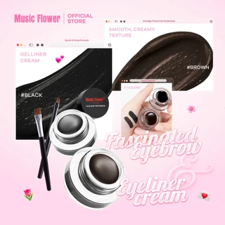 [Music Flower] Long Wear เจลไลเนอร์+เจลคิ้ว 2IN1 สีน้ำตาลและดำ สูตรกันน้ำ/เหงื่อ 24 ชม.