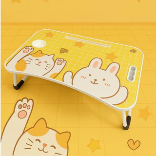 พร้อมส่ง!! โต๊ะพับญี่ปุ่น โต๊ะพับลายการ์ตูน มีช่องวางแก้ว วางไอแพด มีที่จับพกพาสะดวก ราคาถูก