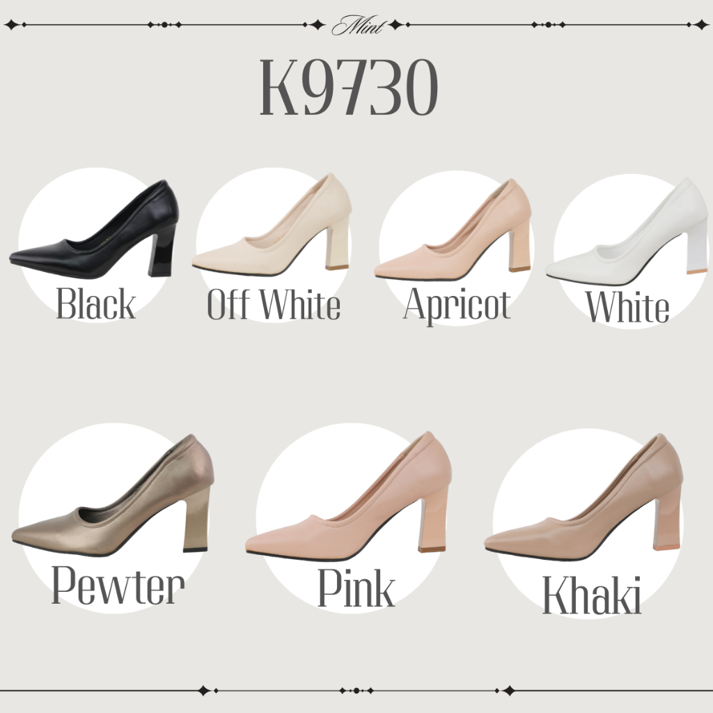 สินค้าพร้อมส่ง K9730 รองเท้าคัทชู ส้นก้อน สูง3นิ้ว มี 7สี หนังพียูหนังนิ่ม