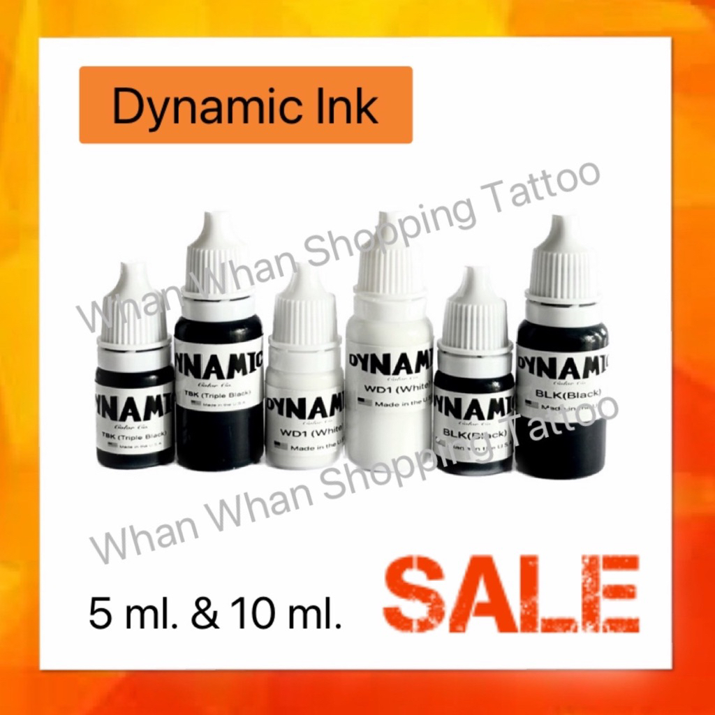 หมึกสัก สีดำที่สุด Triple Black (TBK) แท้ สีดำ Black (BLK) สีขาว (WD) ของแท้ Dynamic 5 ml.& 10 ml.