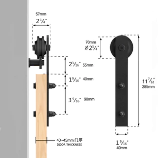 ชุดรางเลื่อนประตูสไลด์ รางประตู 5FT/6FT/6.6FT/8FTวัสดุเหล็กกล้าคาร์บอนสามารถรับน้ําหนักได้200กิโลกรัม รางประตูบานเลื่อน