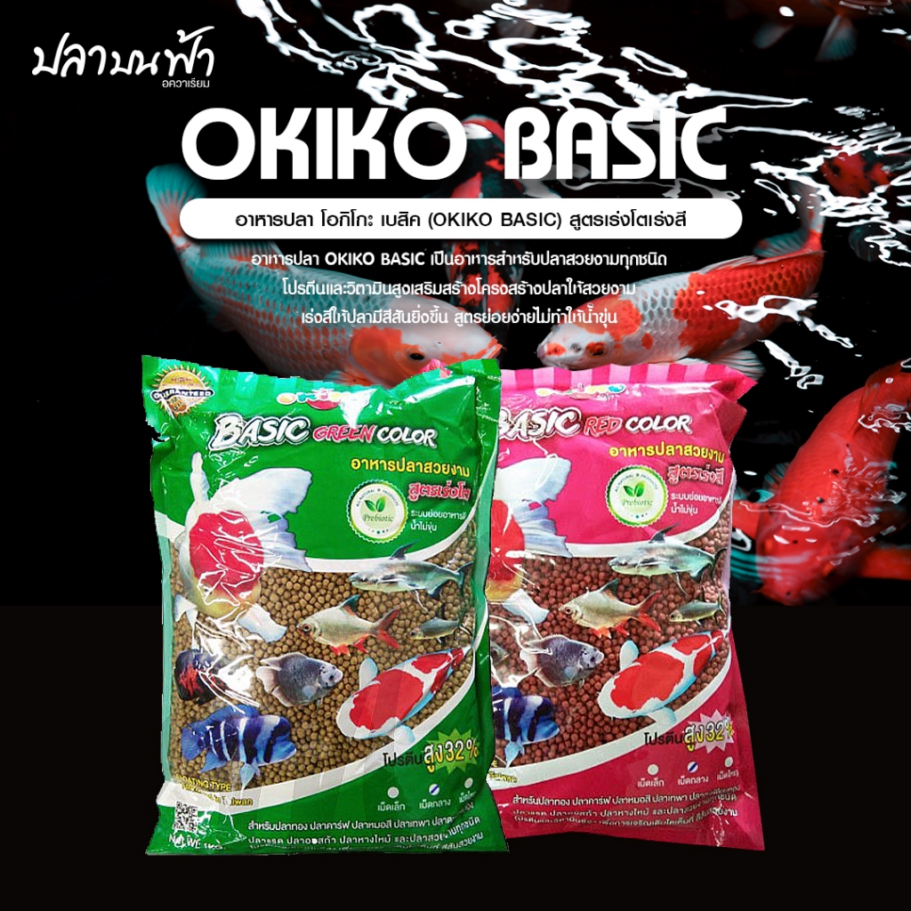 อาหารปลาโอกิโกะ เบสิค (Okiko Basic) ขนาด 1 กก. สำหรับปลาสวยงาม ปลาทอง ปลาหมอ ปลาคาร์ป