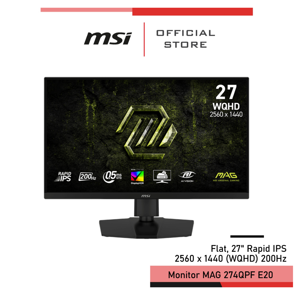 MSI MAG 274QPF E20 - Monitor 200Hz 2560 x 1440 (WQHD) จอคอมพิวเตอร์ IPS