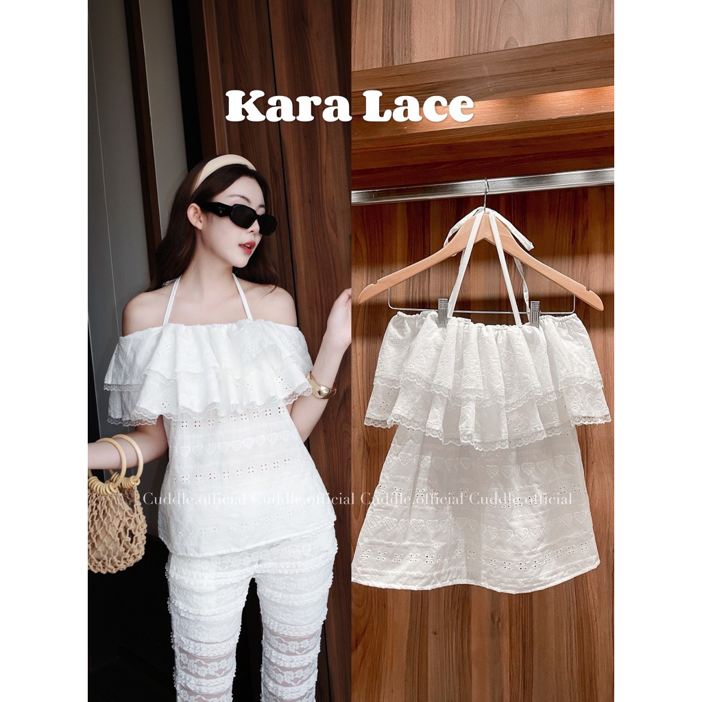Cuddle.official - Kara Lace🤍 (เสื้อปาดไหล่ฉลุลูกไม้คล้องคอ)