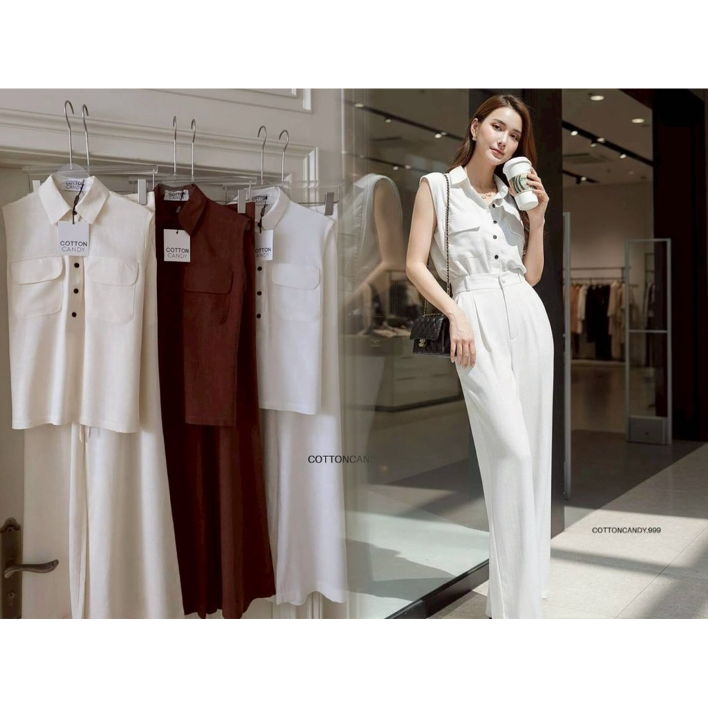 #Cotton Candy🍭 ชุดเซตขายาวผ้าลินินญี่ปุ่น New Cindy vintage set