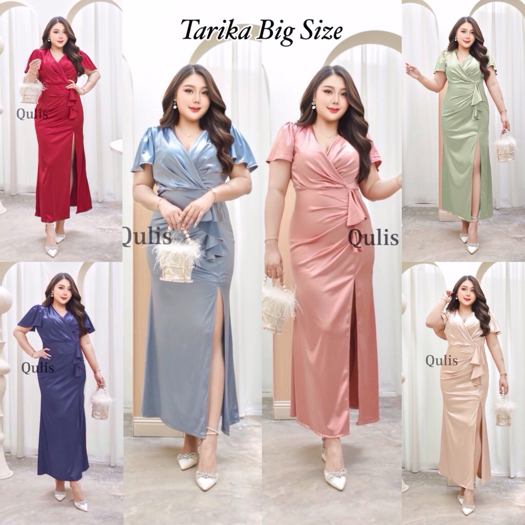 (9 สี) ชุดออกงานไซส์ใหญ่ ชุดราตรีแขนสั้น Maxi dress เดรสยาวผ้าซาติน ชุดเพื่อนเจ้าสาว สาวอวบ คนอ้วน พลัสไซส์ 2XL 3XL 4XL