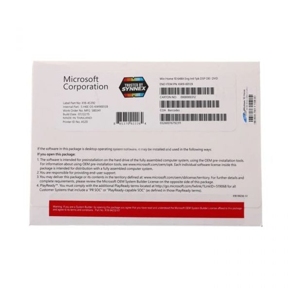 WIN 10 HOME 64 BIT (KW9-00139)