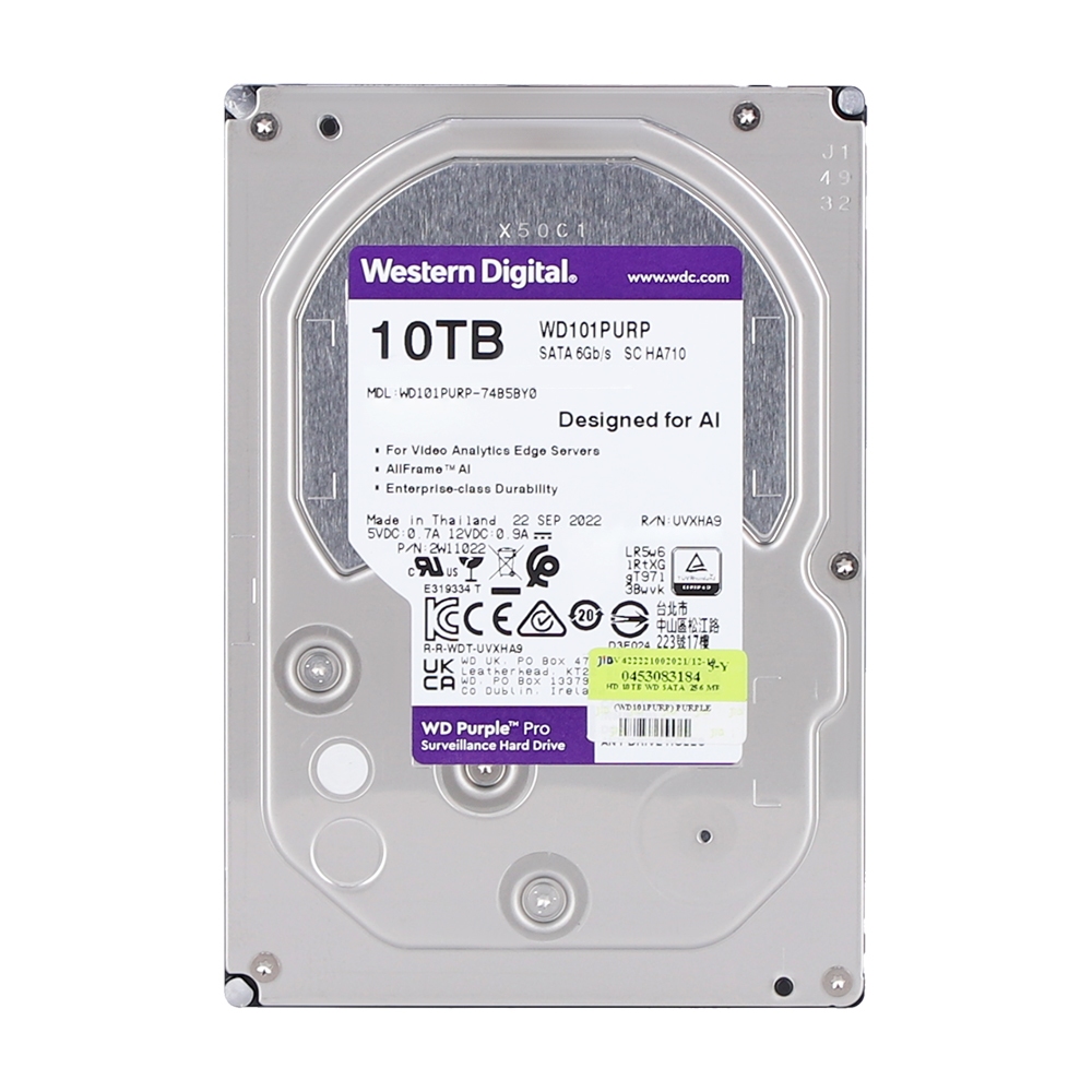 10 TB 3.5 INCH HDD (ฮาร์ดดิสก์ 3.5 นิ้ว) WD PURPLE PRO - 7200RPM SATA3 (WD101PURP)
