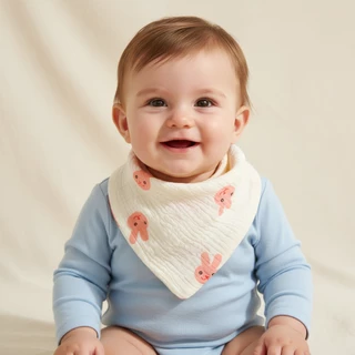 Babyonline(R030)I2-OF5 (ส่งด่วน1วัน)ผ้าซับน้ำลายแบบมีกระดุมลายน่ารัก ซึมซับดี ผ้าฝ้าย