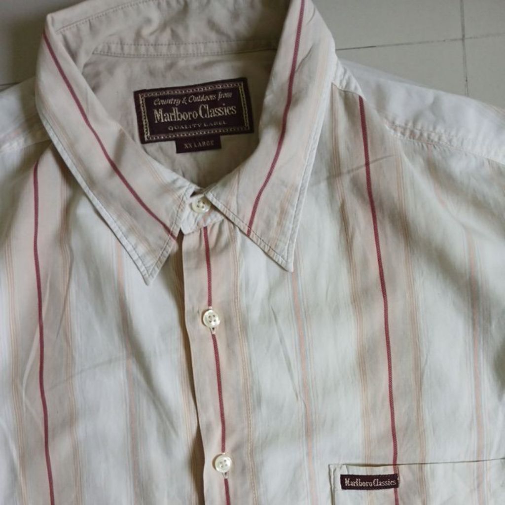 เสื้อเชิ้ต Marlboro classiest มือสอง ไซส์ในรายละเอียดเพิ่มเติม