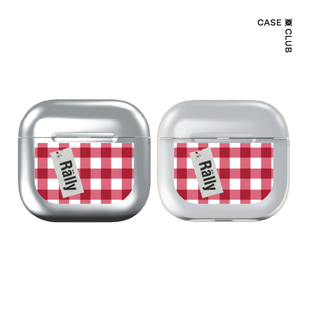 CaseClub Airpods Case เคสแอร์พอต Rally Strawberry Check สำหรับรุ่น Airpods 1/2 /Airpods 3/AirPods 4/AirPods Pro 1/2/3