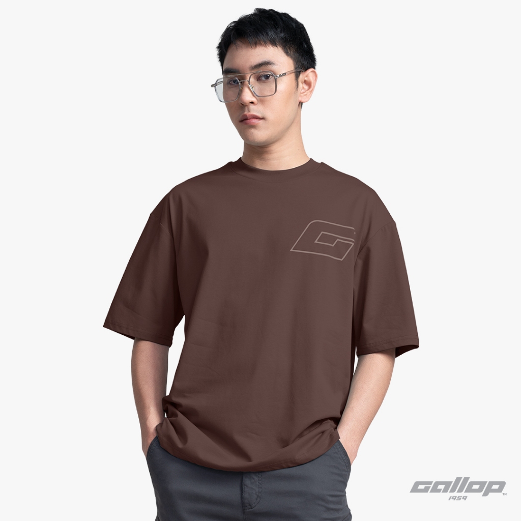 GALLOP : เสื้อยืด Eco-Friendly Oversized TEE (รักษ์โลก) รุ่น GT9156 สี Dark Brown - น้ำตาลเข้ม / ราคาปกติ 1590.-
