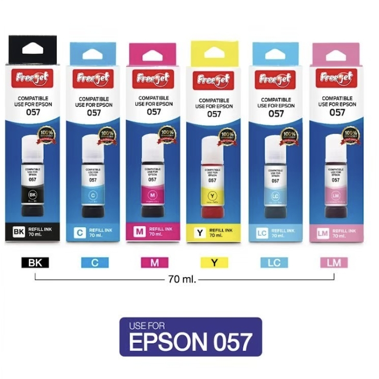 Freejet หมึกเติม Inkjet Printer Epson 057 สำหรับ Epson L8050/L18050 สีสด คมชัด เติมง่าย สินค้าขายดี ส่งของทุกวัน