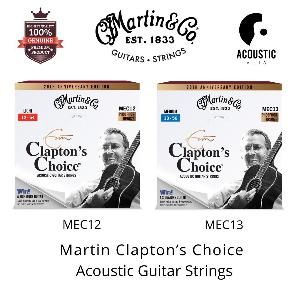 สายกีตาร์โปร่ง Martin Eric Clapton Phosphor Bronze Acoustic Strings