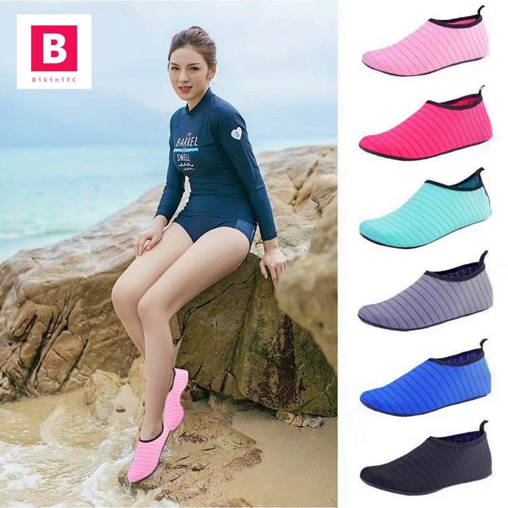 BikiniFC (Size 36-45) SB282 รองเท้ากีฬาทางน้ำ รองเท้าชายหาด ถุงเท้า Aqua สำหรับผู้หญิง พื้นยางกันลื่น