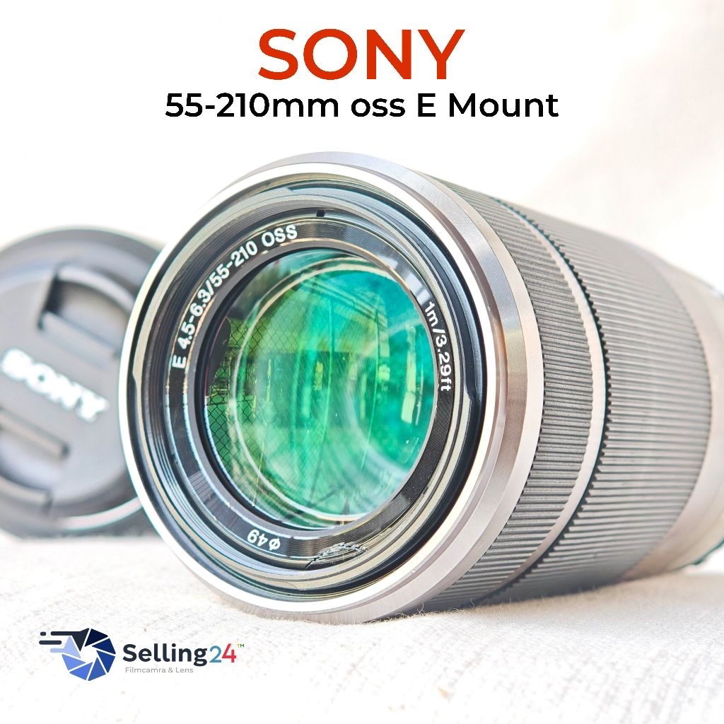 เลนส์กล้อง Sony E 55-210mm f/4.5-6.3 OSS E-Mount Lens SEL55210 Silve พร้อมฝาหน้า ท้าย Hood