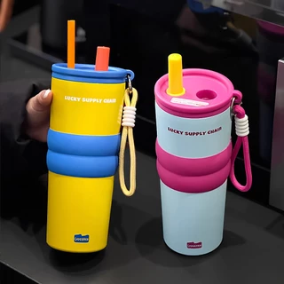 【ONDA】24oz/700ml แก้วเก็บความเย็น จุขนาดใหญ่ 316 สแตนเลส พร้อมหลอด แก้วกาแฟ ศเซรามิคไลเนอร์