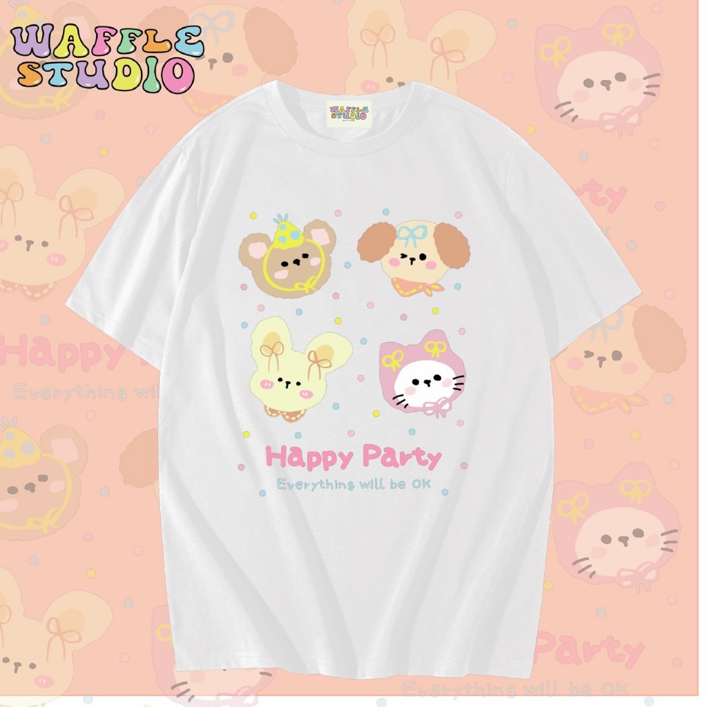 [ ส่งฟรี 🔥 ] WS1959 เสื้อยืดโอเวอร์ไซส์ ผ้าคอตตอน 100% เสื้อยืดเกาหลี เสื้อยืด  WAFFLE STUDIO