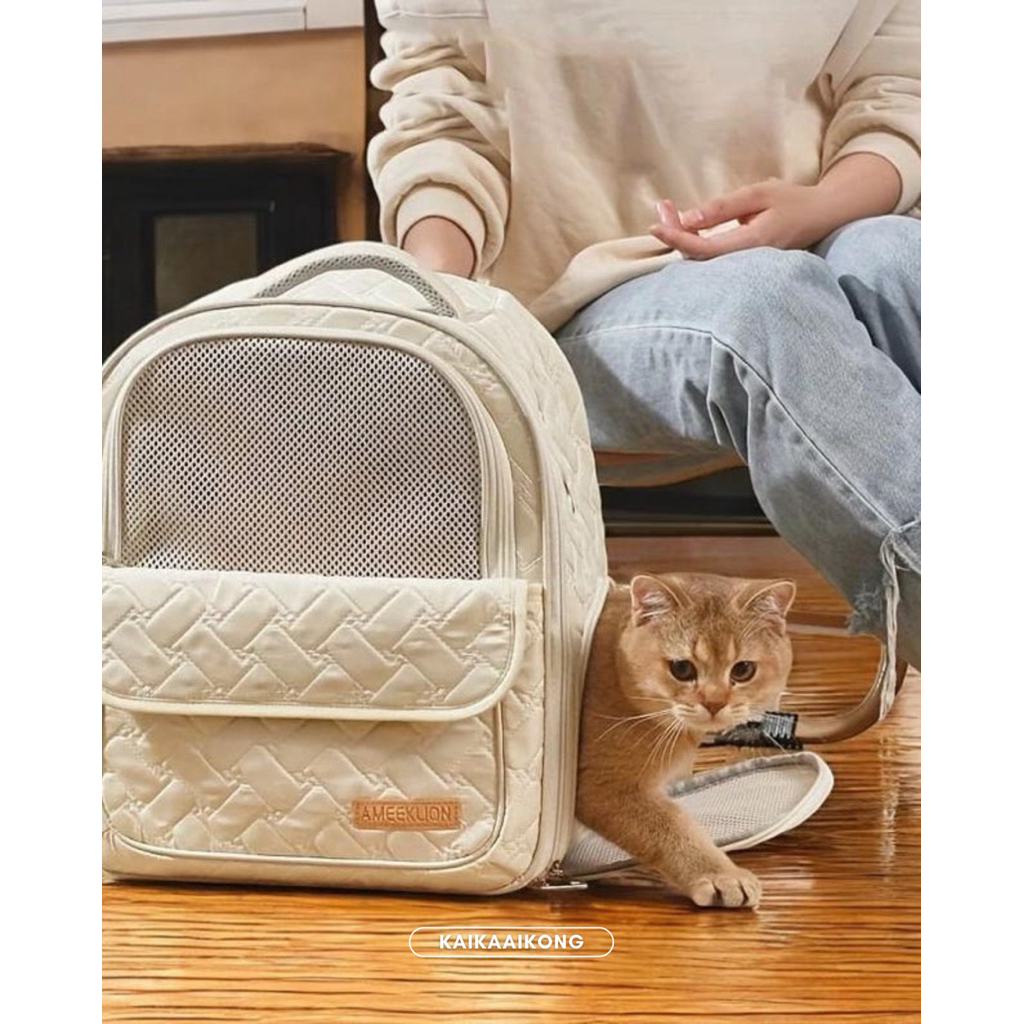 (แบรนด์Ameeklionแท้/ส่งด่วน⚡️) Oriko pet minimal backpack กระเป๋าเป้สัตว์เลี้ยง เป้สัตว์เลี้ยง กระเป๋าแมว รูปที่ 2