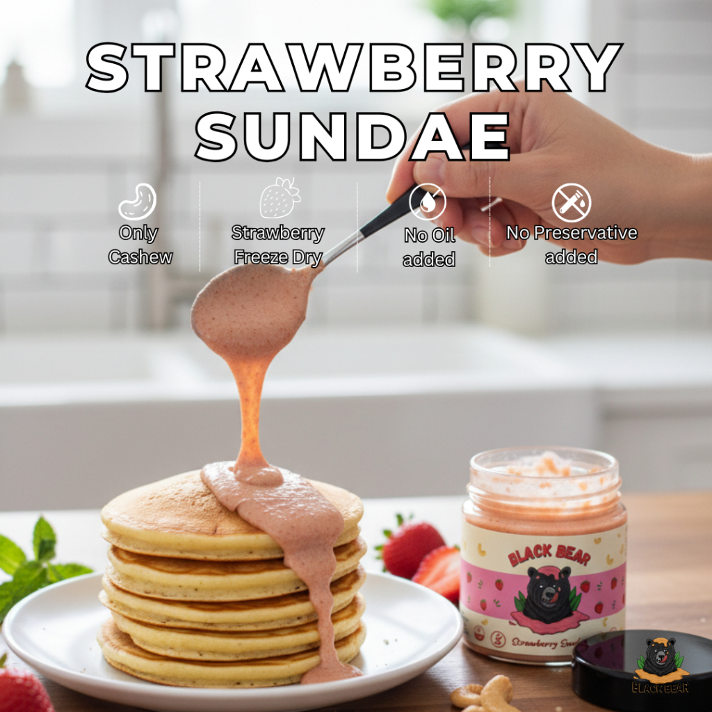 สตรอเบอร์รี่ ซันเดย์ สเปรด สูตรไม่เติมน้ำตาลเพิ่ม (ขนาด 200 กรัม) Strawberry Sundae Spread (200 g.)