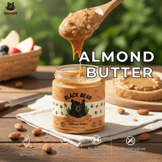 เนยอัลมอนด์คลีน 100% แบล็กแบร์ (ขนาด 200/400 กรัม) Black Bear Almond Butter 100% (200/400g.)
