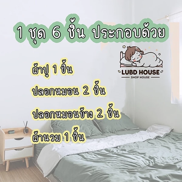 ชุดผ้าปูที่นอนพร้อมผ้านวม 6 ชิ้น ขนาด 3.5 5 6 ฟุต thumbnail 4
