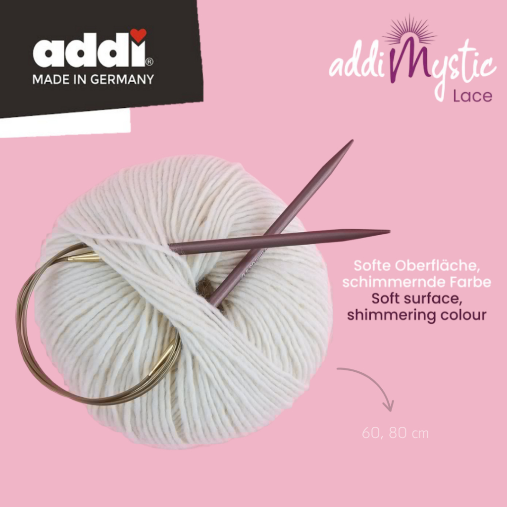 addi Mystic Lace circular knitting needle ไม้นิต ปลาย Lace Tip ความยาวรวมสาย 60, 80cm Made in Germany (706-2)