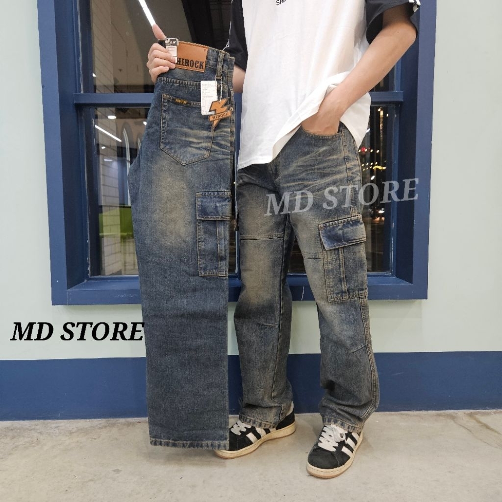 Hirock กางเกงยีนส์คาโก้ขายาว