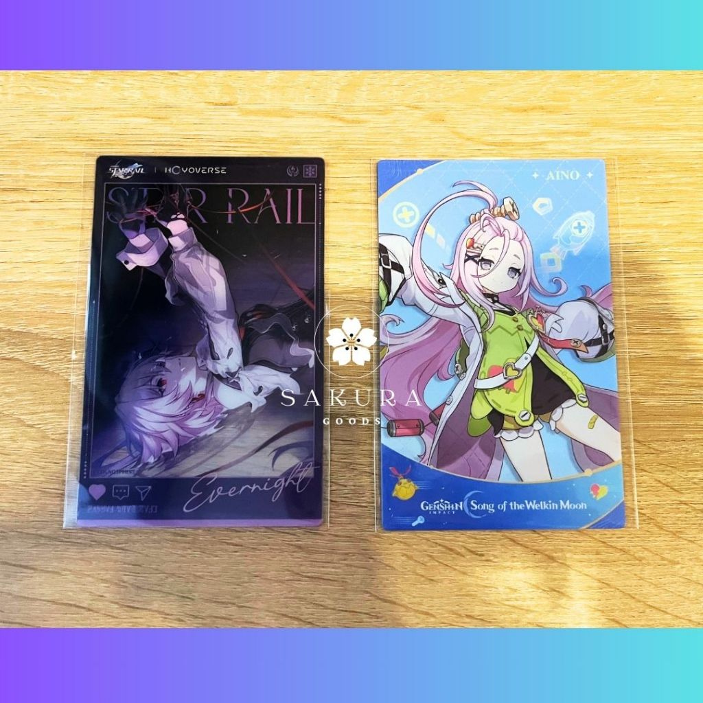 [ ลิขสิทธิ์แท้ ได้ 2 ใบ] การ์ดรูป Aino Genshin Impact และ Evernight Honkai จาก Hoyoverse งาน Thailan