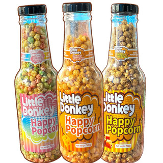Happy Popcorn ขนมป๊อปคอร์นรสชาติอร่อย ในขวดน่ารัก 3 รสชาติ น้ำหนัก 580g แต่ละขวด