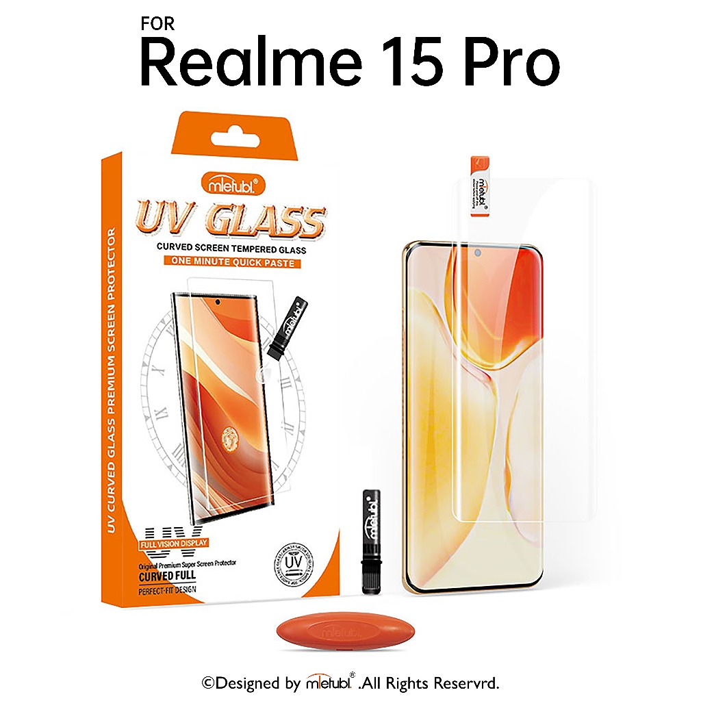 กระจกนิรภัย UV Mietubl For Realme 15 Pro แถมอุปกรณ์ติดฟรี เต็มจอ
