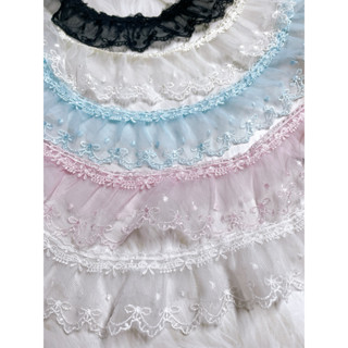 ระบายลูกไม้สองชั้นลายโบว์ (1หลา=90ซม)กว้าง2.3นิ้ว หรือ 6ซม