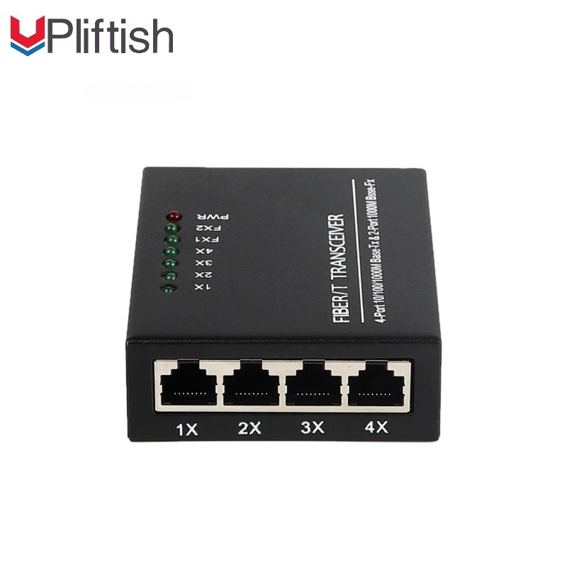 Upliftish ตัวแปลงสื่อไฟเบอร์โหมดเดี่ยว 2 ออปติคอล 4 ตัวแบบไฟฟ้า 100Mbps