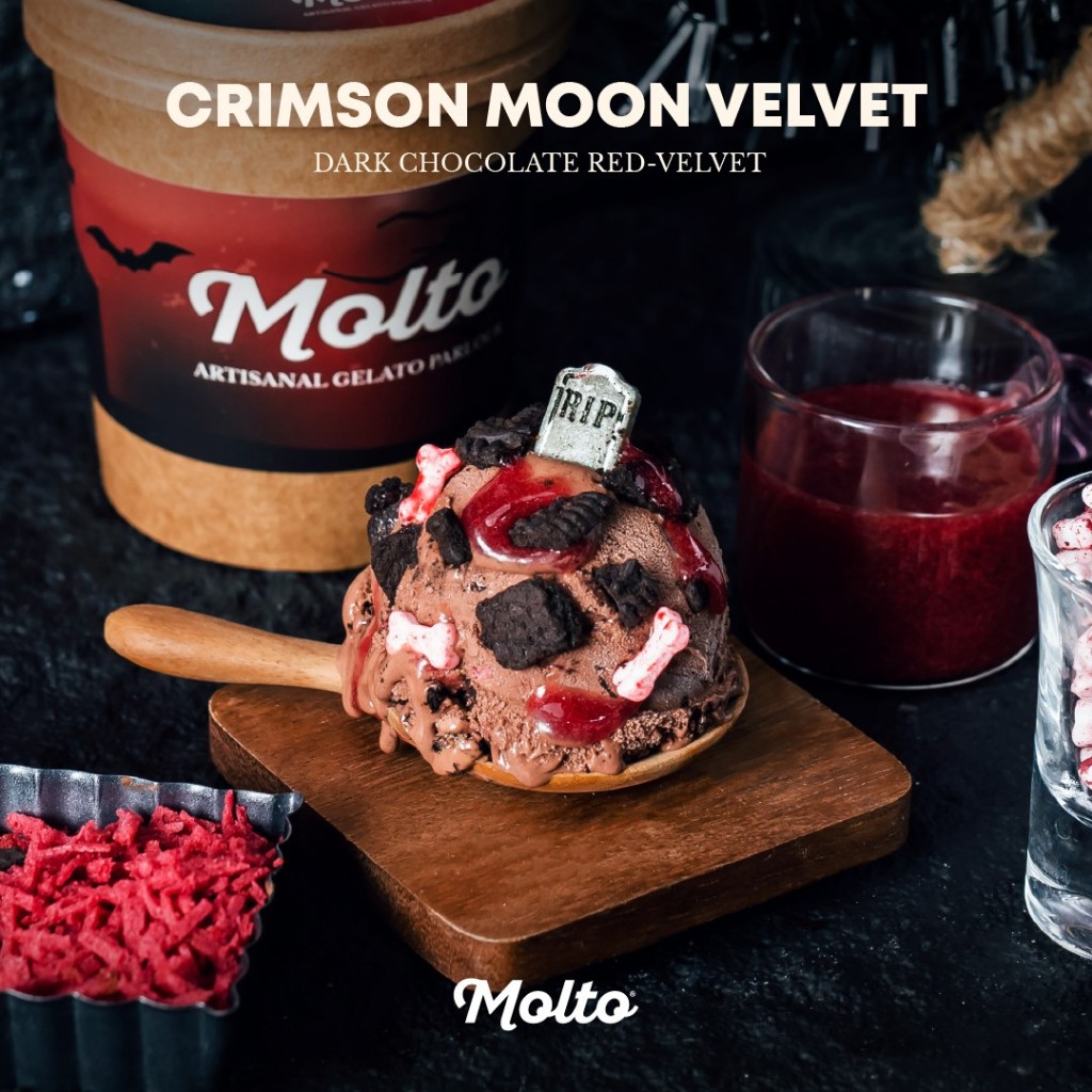 Molto ไอศกรีม รสดาร์กช็อกโกแลต เรดเวลเวท 16 ออนซ์  - Molto Premium Gelato - Ice cream Crimson Moon V