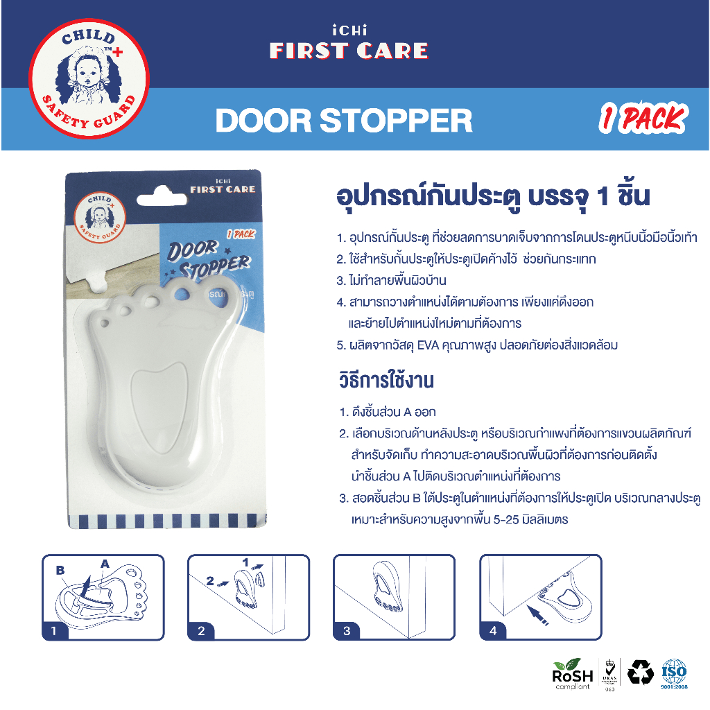 ICHI Door Stopper ที่กันประตูปิดแรง ป้องกันประตูหนีบเด็ก อุปกรณ์กันประตู  สำหรับบ้านที่มีเด็กเล็ก