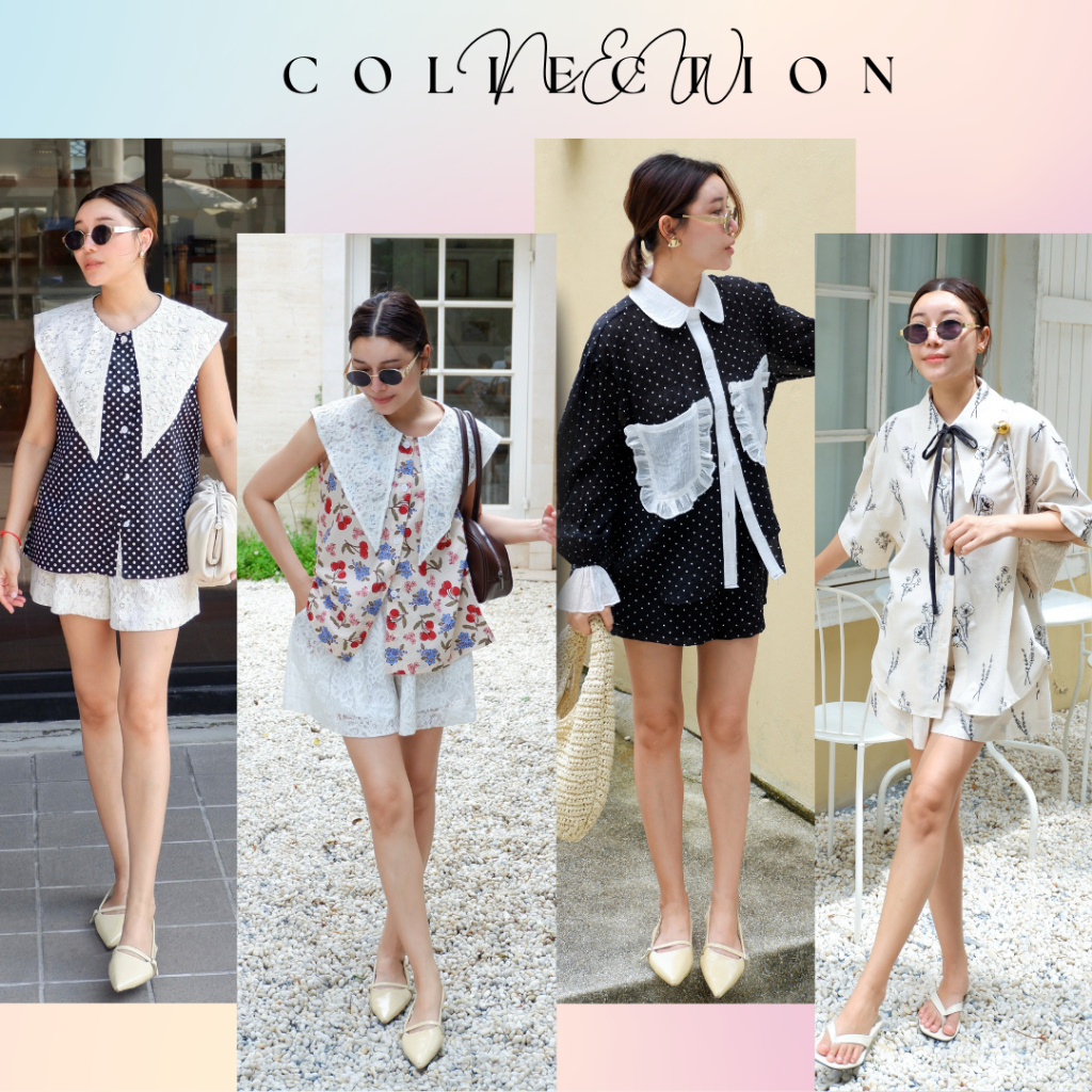 [ส่งฟรี] DAISY เซตเสื้อ + กางเกงขาสั้นลายลูกไม้สวยน่ารักใส่เที่ยวคาเฟ่วันสบายสบาย CARDIGAN_NISTA