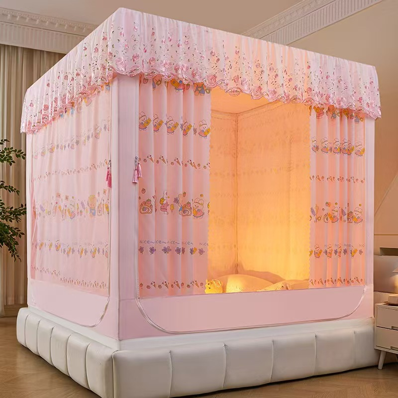 มุ้งครอบเตียง มุ้งแบบมีม่านปิด 4 ด้าน มีม่านกันแสง มุ้งกันยุงผู้ใหญ่ มุ้ง 6.6 ฟุต 5 ฟุต มุ้งห้องนอน - รูปที่ 2