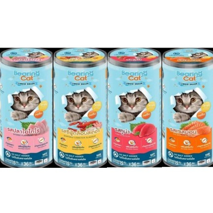 (กระปุก36ซอง) BEARING Cat Liquid Snack ขนมแมวเลีย เหมาะสำหรับแมวเลือกกิน ขนาด15g 36 ซอง*โปรดอ่านรายละเอียดก่อนสั่งซื้อ