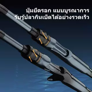 คันเบ็ด คาร์บอนไฟเบอร์สีเทาไล่ระดับ คันเบ็ดแบบจับเดียวออกแบบมาเป็นชิ้นเดียว ความยาว 1.8 เมตร/2.1 เมตร คันสปิน ML