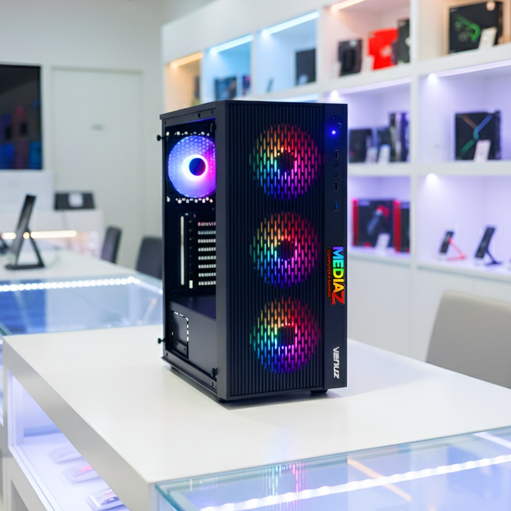 ส่งทันที เคส ATX ขายดี เล็ก ฝากระจกนิรภัย โปร่งเย็น ลดพิเศษ Venuz 2803G tempered glass case Media Z