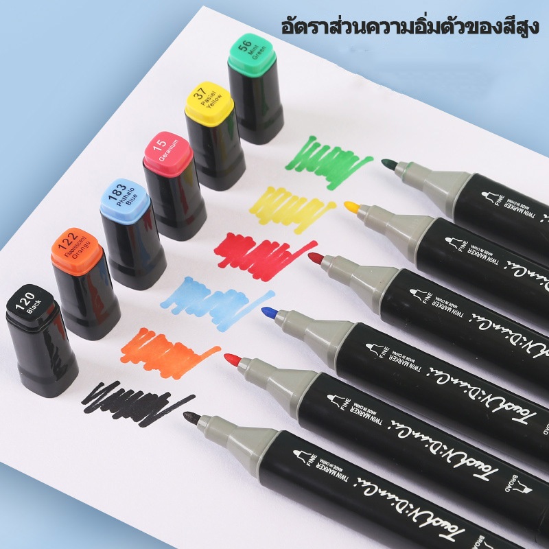 ✏️Marker 2in1 ปากกามาร์คเกอร์/เมจิก 2หัว สีสด 24/36/48/60/80/100/120/168สี เซ็ตวาด/เน้น พร้อมส่ง ราคา ถูกที่สุด ดีลบีเคเค แกลเลอรีภาพที่ 6
