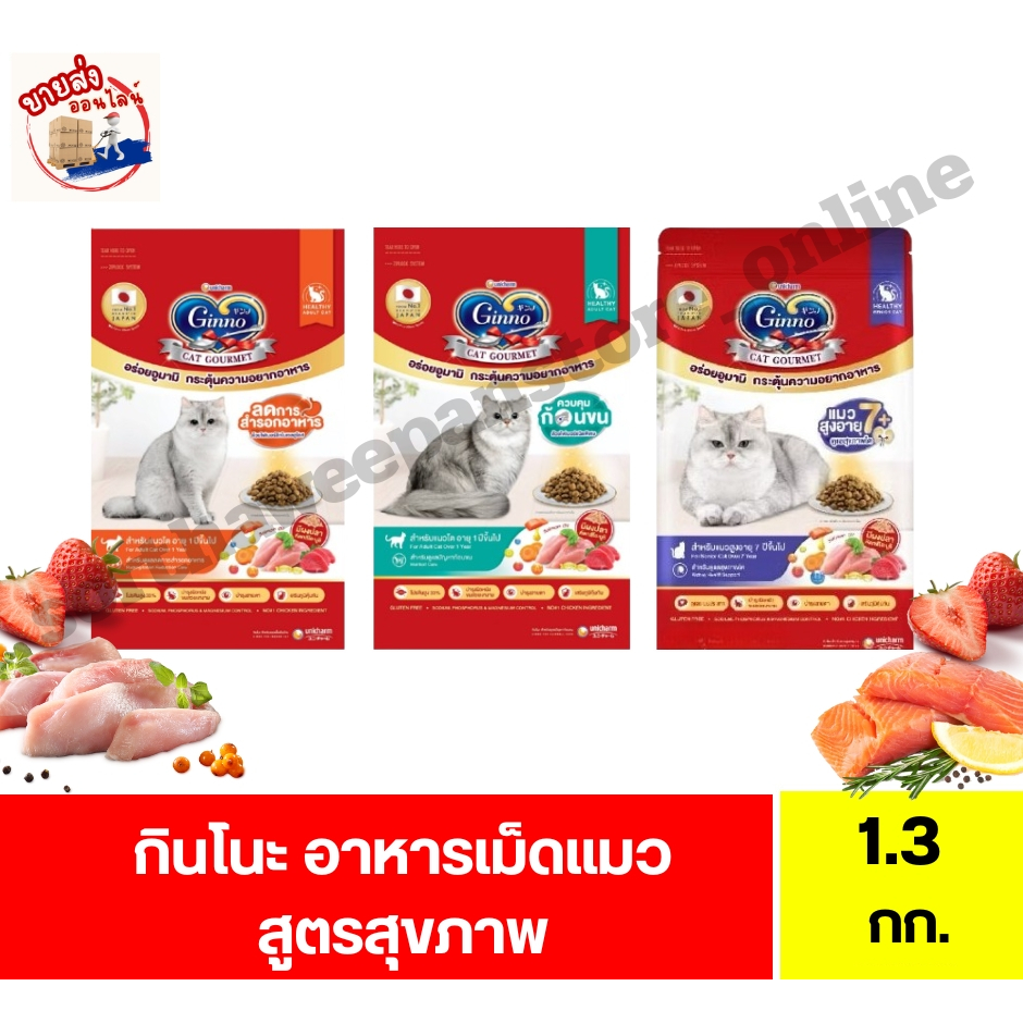 กินโนะ Ginno Dry Health อาหารเม็ดแมวสูตรสุขภาพ ขนาด 1.3 ก.ก.