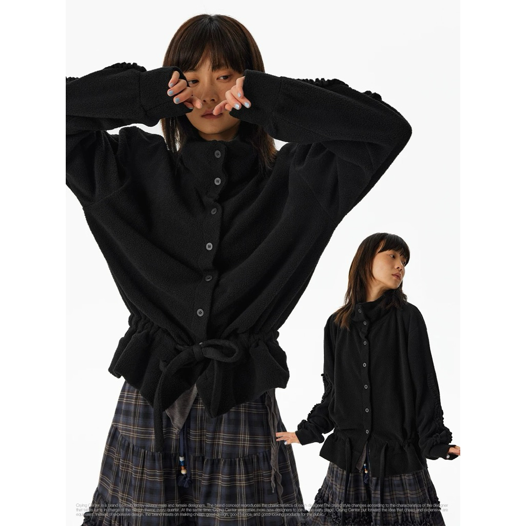 CryingCenter เสื้อแขนยาว/คาร์ดิแกน Black Drawstring Cardigan