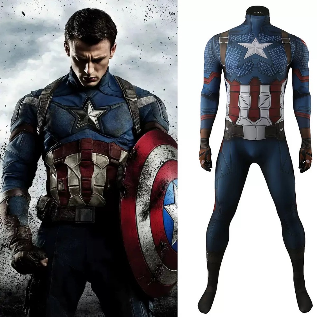 Avengers Endgame กัปตันอเมริกา Cosplay Costume Cos สตีเวน โรเจอร์ส Jumpsuit ปาร์ตี้ฮัลโลวีน คาร์นิวา