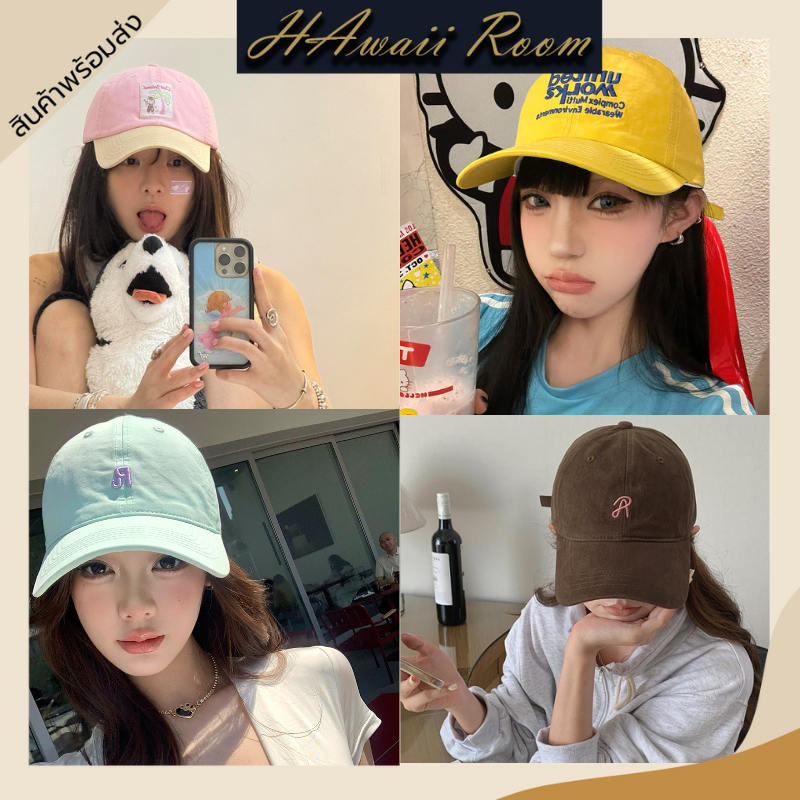 Hawaiiroom หมวกแก๊ป แฟชั่น หมวกปักลาย Unisex หมวกสตรีท