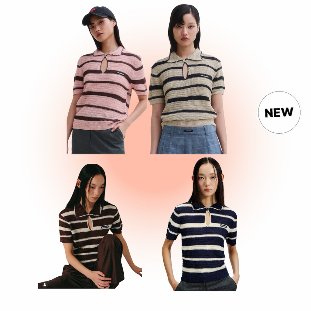 พร้อมส่ง New maison KEEPS | Sana Knitted Top |เสื้อไหมพรม แขนสั้น แต่งกระดุมโลโก้