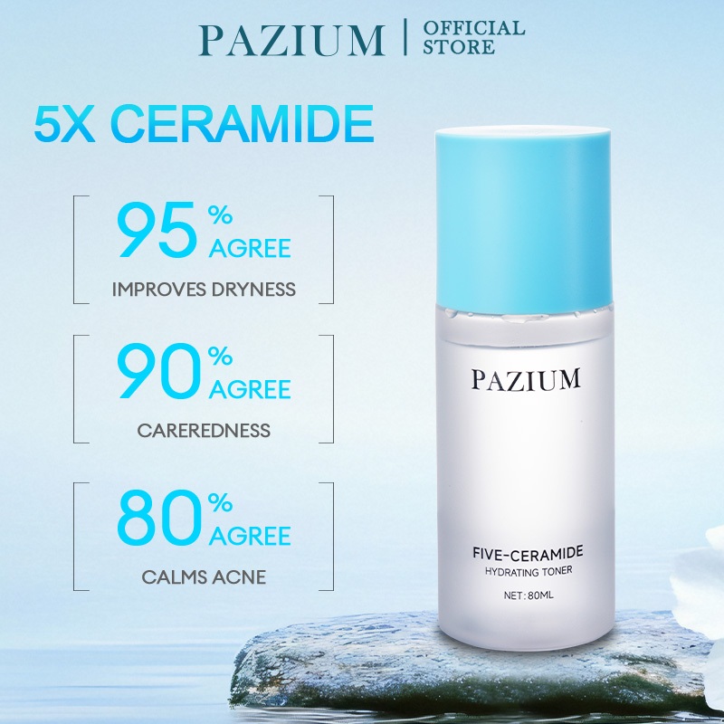 PAZIUM โทนเนอร์ Toner 5 เซรามายด์ ซึมซาบเร็ว ให้ความชุ่มชื้นทันที มั่นใจในผิวแข็งแรง 80ml