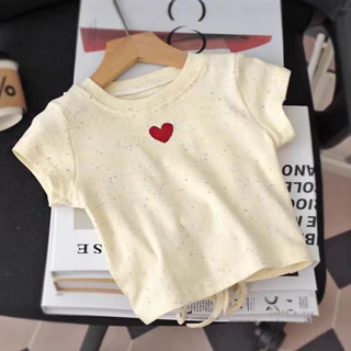 Babyonline(Y187)G1M3 (ส่งด่วน1วัน) เสื้อยืดแฟชั่นสำหรับเด็กผู้หญิงแขนสั้นสีพื้น นุ่ม ใส่สบาย